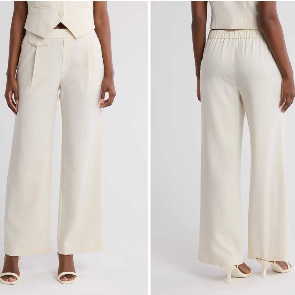 Brand New Elegant Ivory Cream Women's Wide-Leg Pants from Nordstrom Gemma + Jane